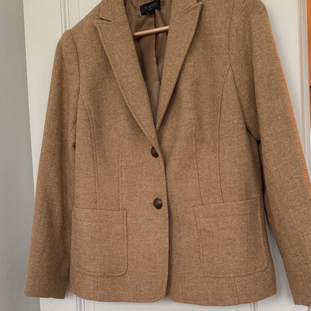 Talbots Tan Wool-Blend Tailored Blazer
